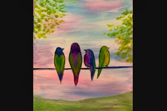 Online Acrylic Painting: Birds on a Wire